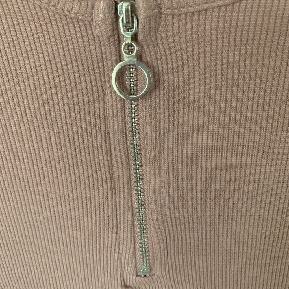Zip up mid sleeve ribbed bodysuit